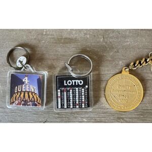Vintage Las Vegas & LOTTO Keychains Lot Of 2 Keyring Retro Shaker Collectable